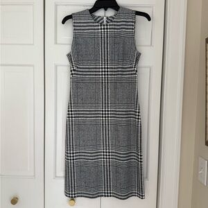 J. McLaughlin Black and White Plaid Midi Sheath Dress